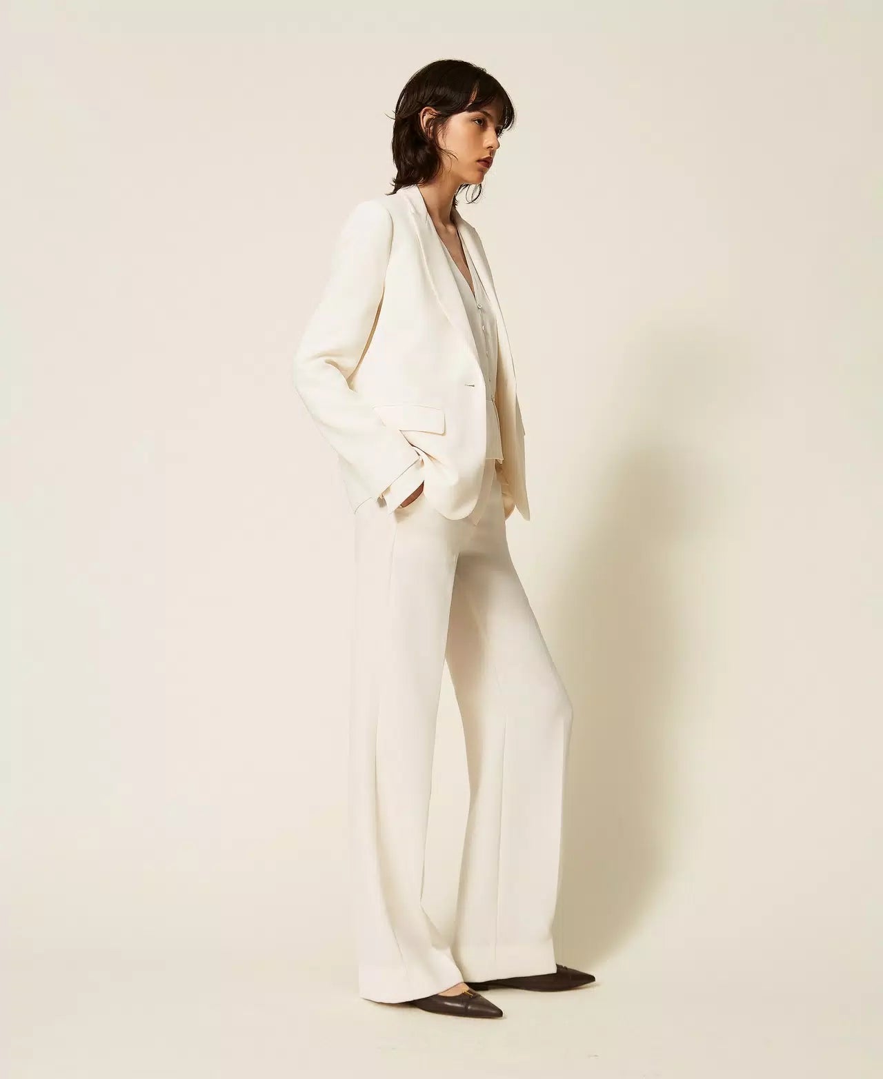 Pantaloni a palazzo in crêpe TwinSet