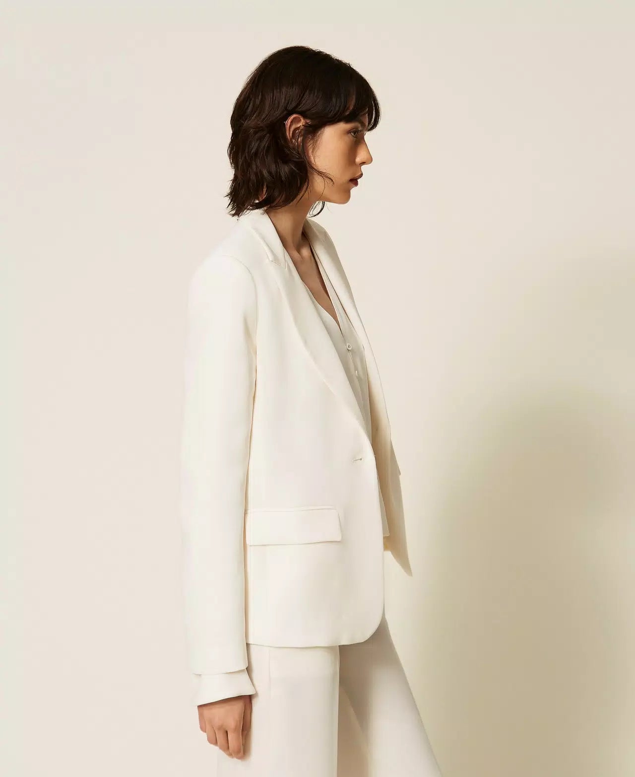Giacca blazer in crêpe con bottone a cuore Twinset