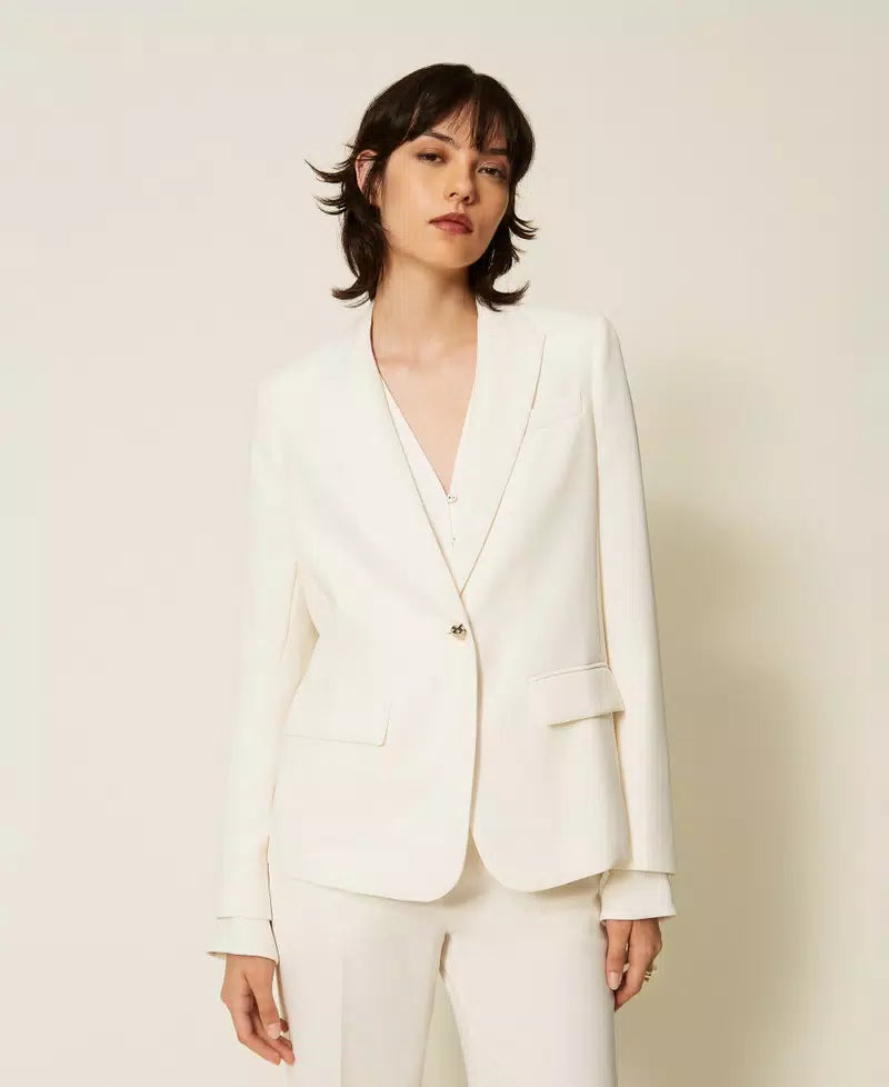 Giacca blazer in crêpe con bottone a cuore Twinset