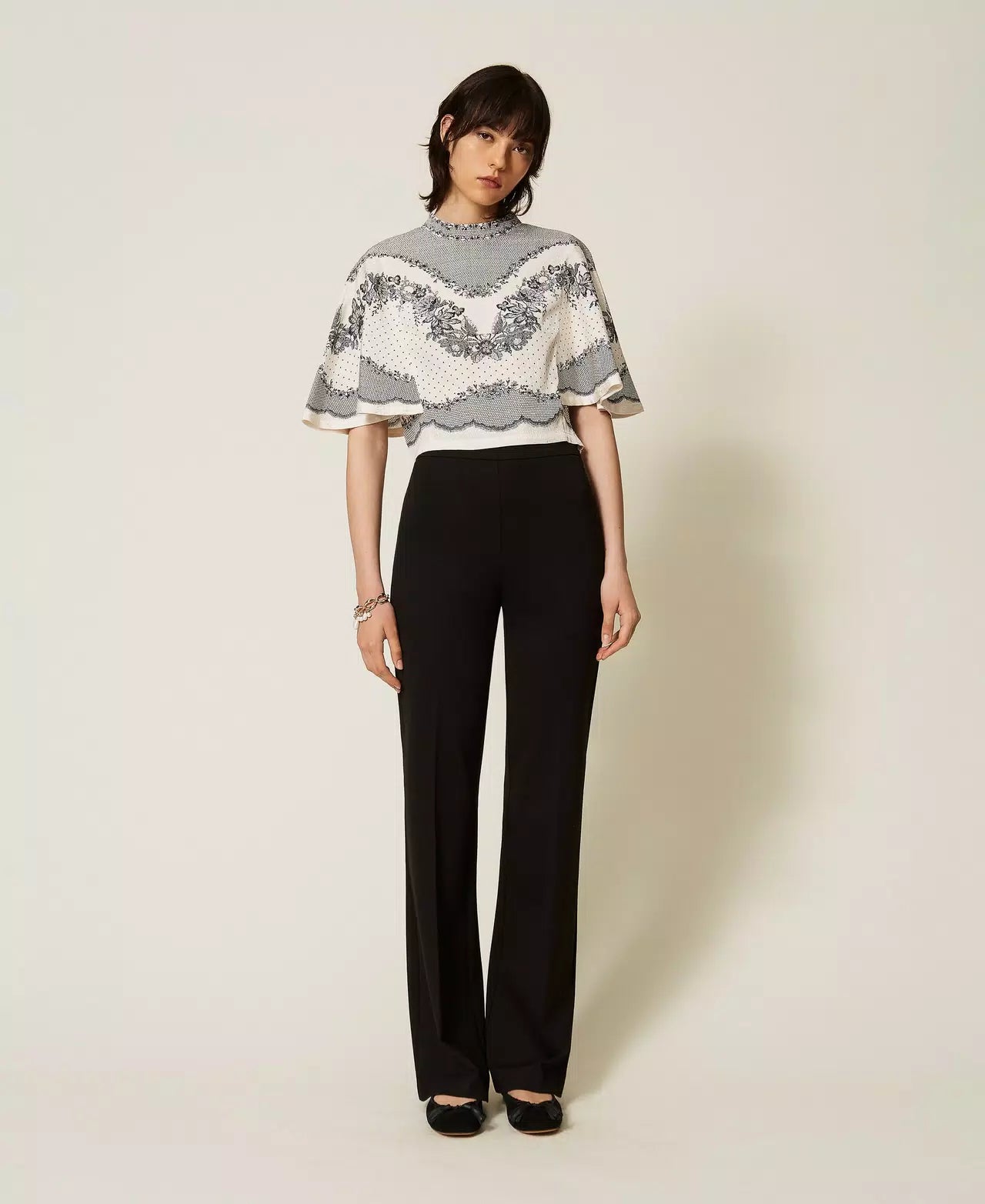 Pantaloni flare con piega Twinset
