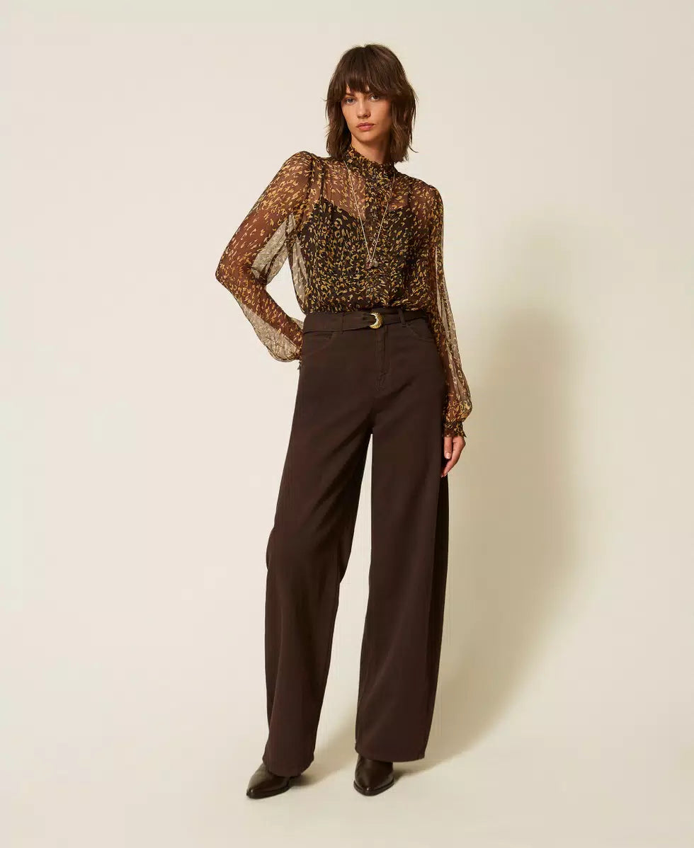 Pantaloni barrel in bull con cintura Twinset