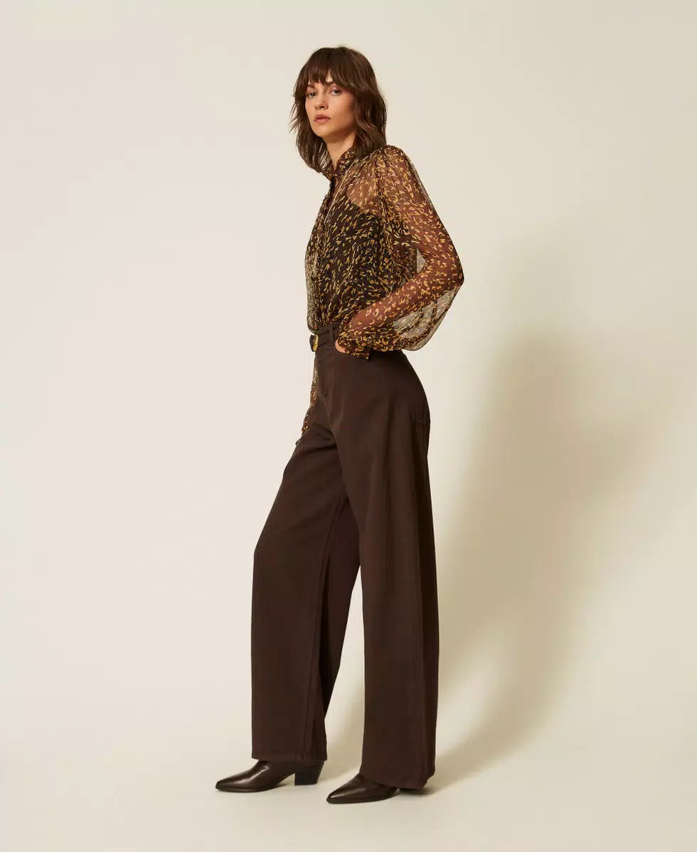 Pantaloni barrel in bull con cintura Twinset