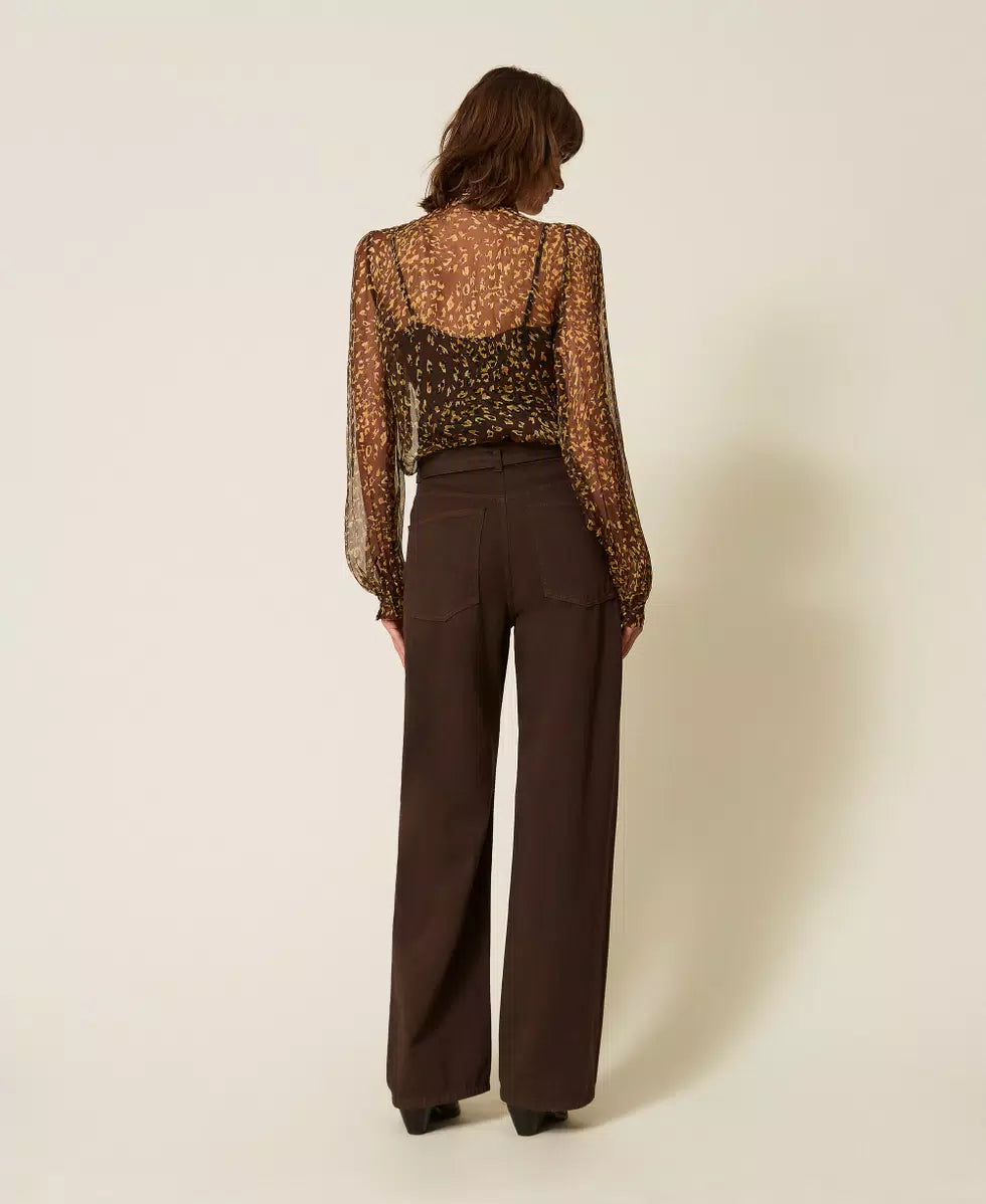 Pantaloni barrel in bull con cintura Twinset