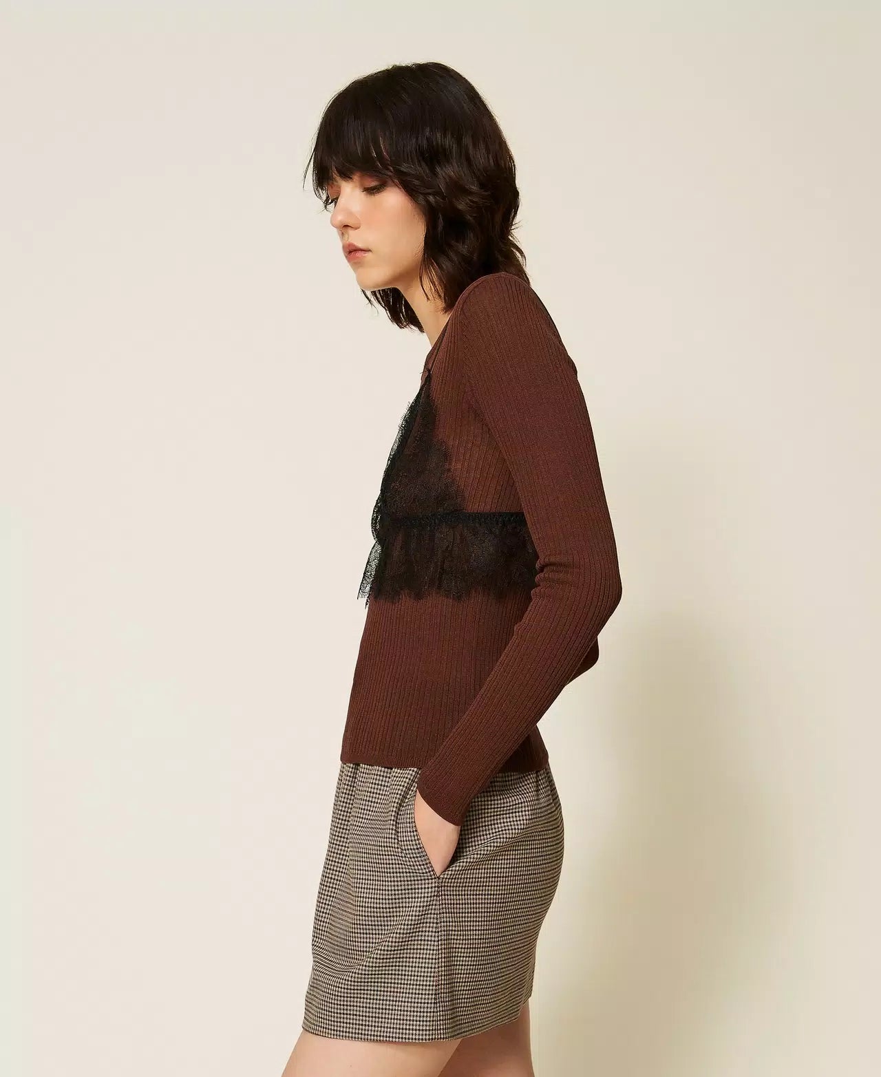 Maglia misto seta con top TwinSet