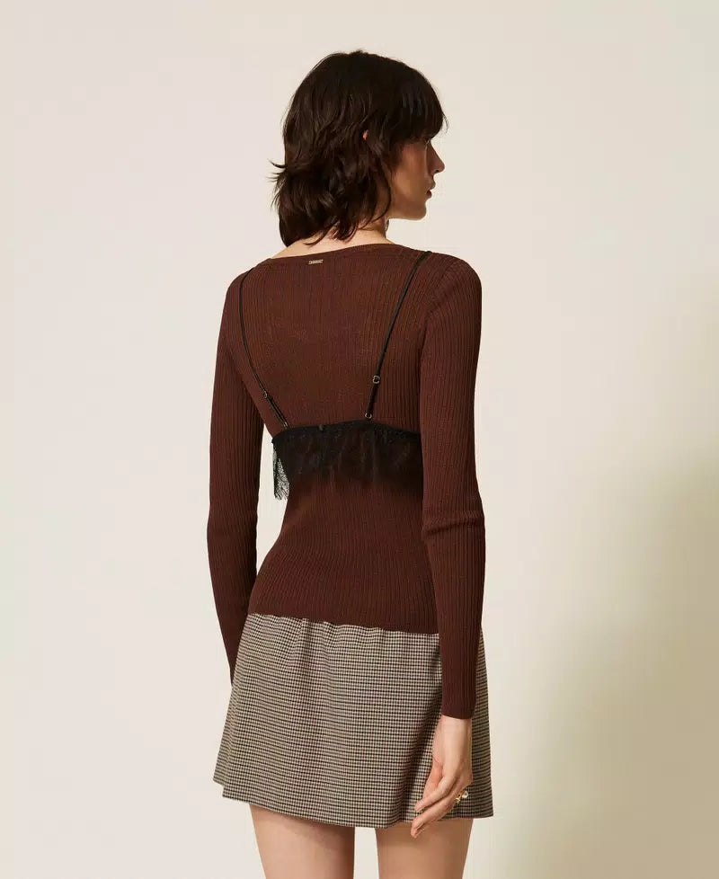 Maglia misto seta con top TwinSet