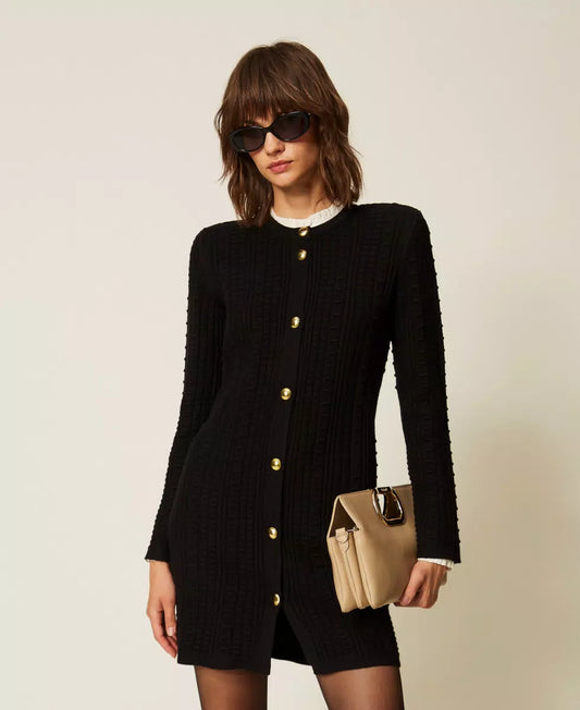Abito-cardigan corto con bottoni in metallo TwinSet