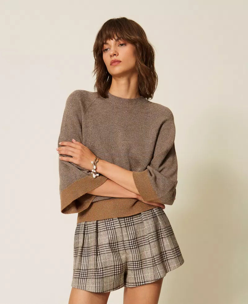 Maglia cropped in lana e cashmere con lurex TwinSet