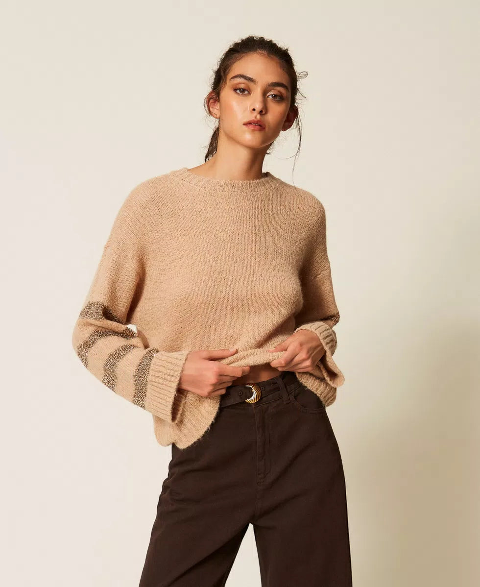 Maglia in misto alpaca con righe TwinSet