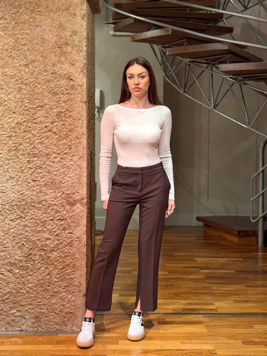 Pantaloni in crêpe leggero con logo charm PA16661E2 Elisabetta Franchi