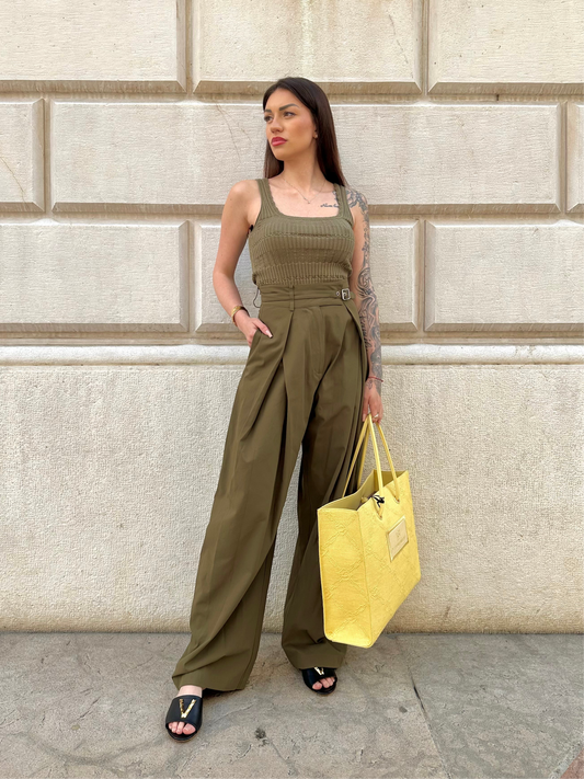 Pantaloni larghi con cinturini in vita Pinko
