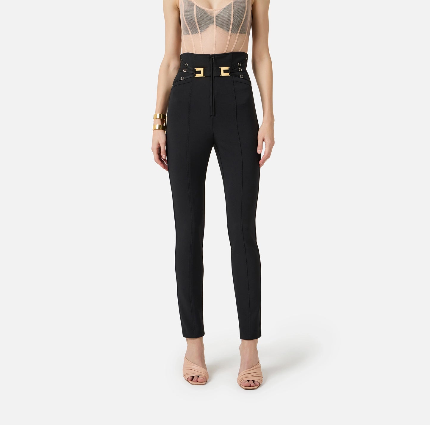 Pantaloni in doppio crêpe stretch con elastici PA15861E2 Elisabetta Franchi