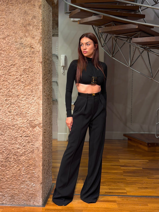 Pantaloni in crêpe leggero con cintura PA20766E2 Elisabetta Franchi
