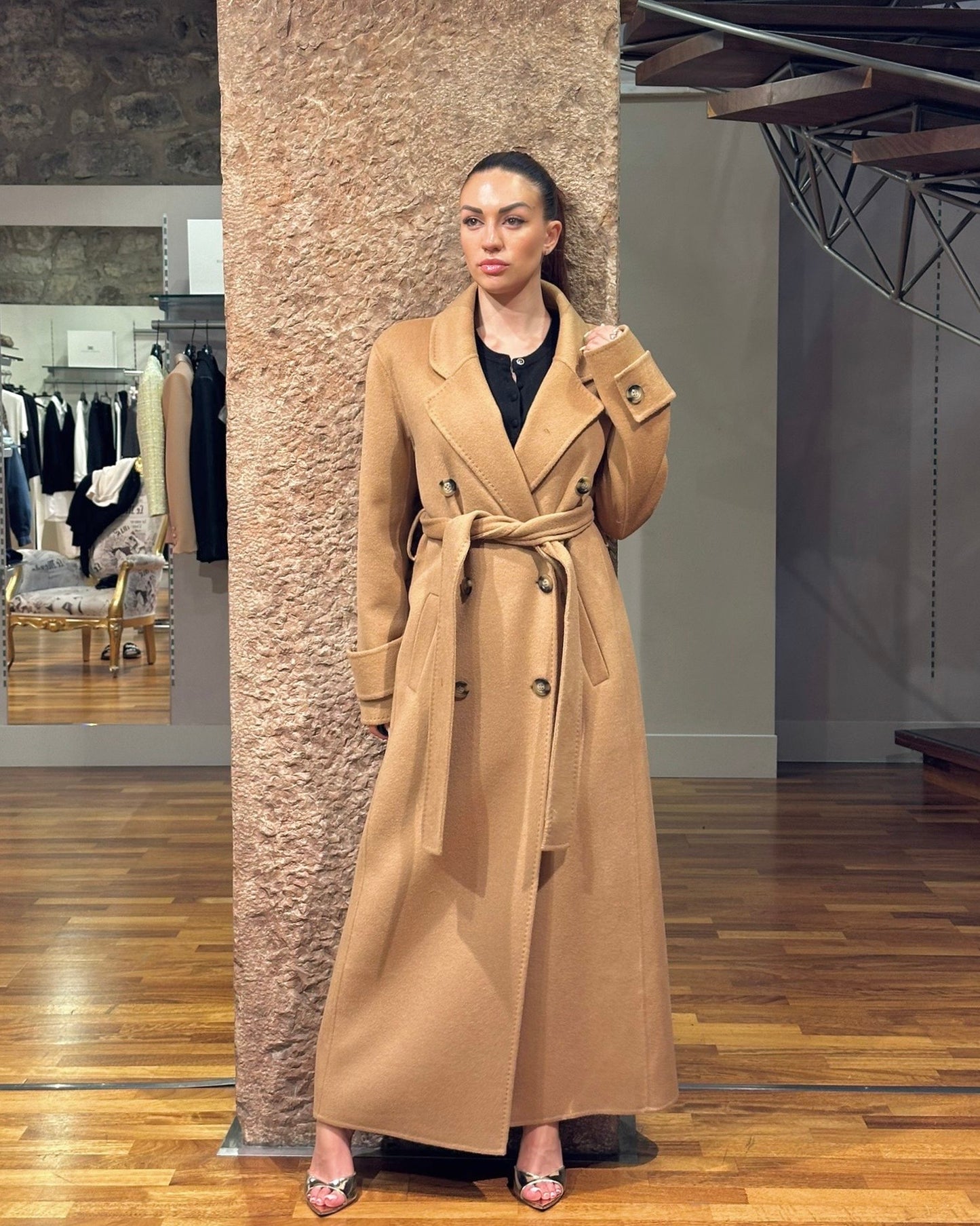 Cappotto lungo con cintura Fracomina