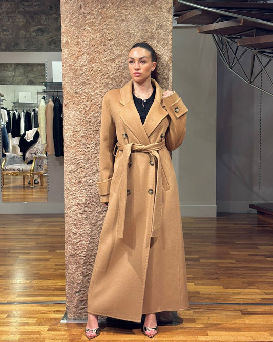 Cappotto lungo con cintura Fracomina
