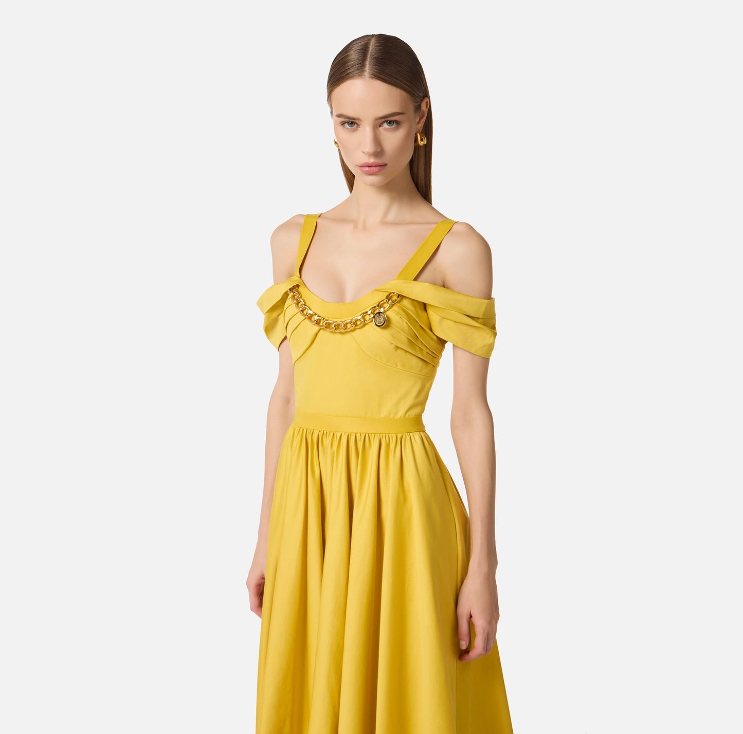 Abito in cotone stretch con catena gioiello AB92161E2 Elisabetta Franchi