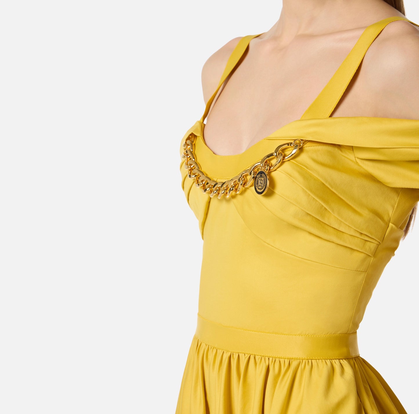 Abito in cotone stretch con catena gioiello AB92161E2 Elisabetta Franchi