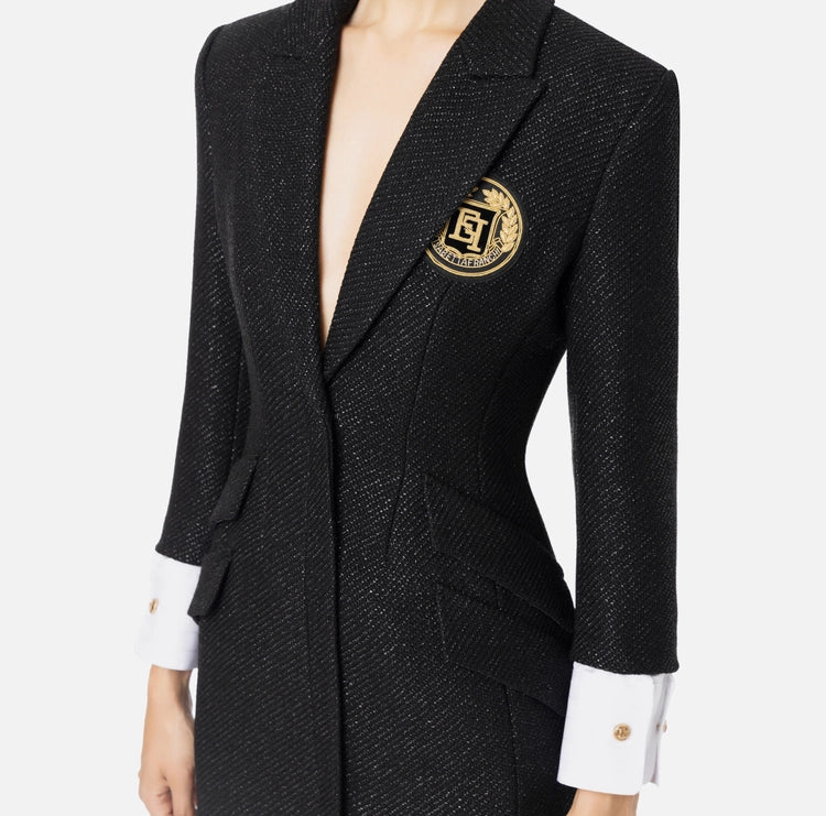 Robe manteau in tweed laminato con patch logo AB67147E2 Elisabetta Franchi