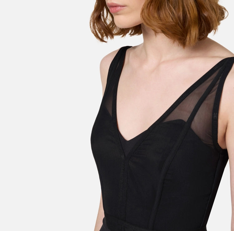 Abito midi con top bustier in tulle e crêpe AB70947E2 Elisabetta Franchi