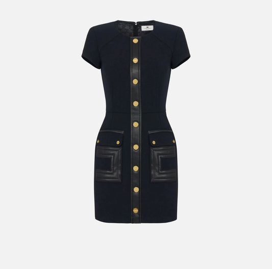 Abito in doppio crêpe con dettagli logo AB81957E2 Elisabetta Franchi