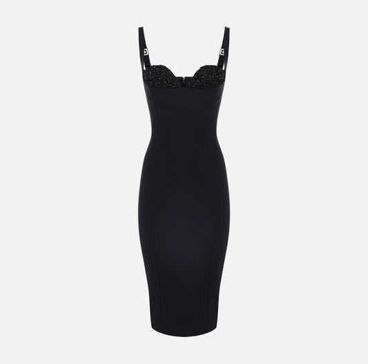 Abito in crêpe leggero con cristalli AB83557E2 Elisabetta Franchi