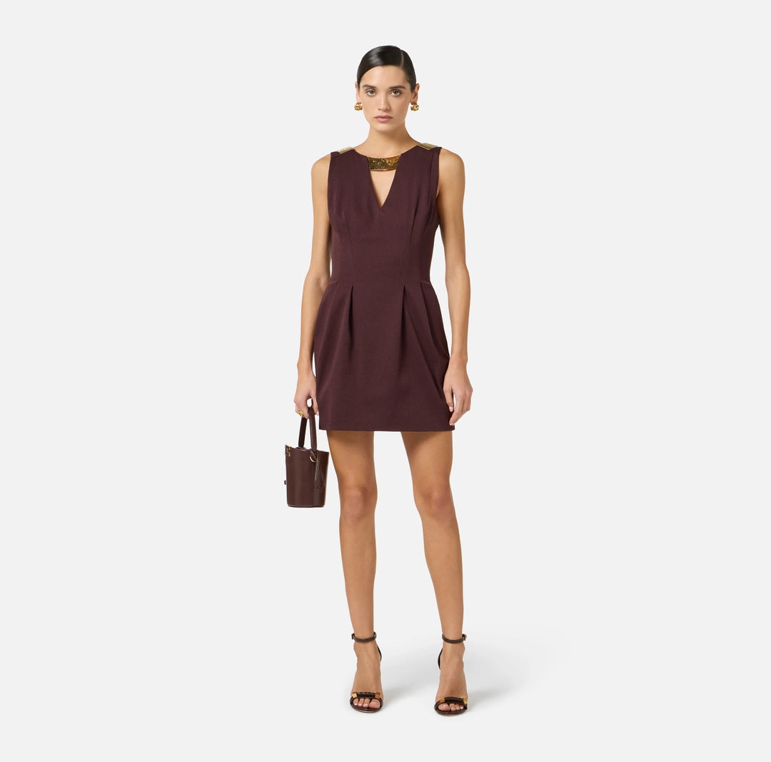 Mini abito in gabardina con dettaglio gioiello AB85661E2 Elisabetta Franchi