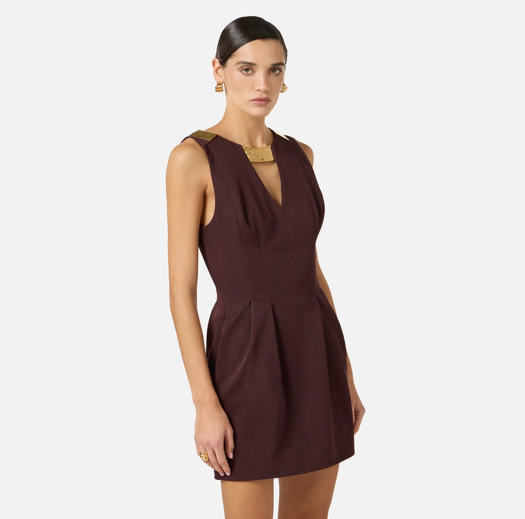 Mini abito in gabardina con dettaglio gioiello AB85661E2 Elisabetta Franchi