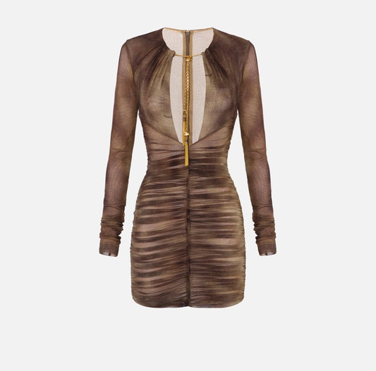 Abito in tulle con stampa pitone e collana AB87757E2 Elisabetta Franchi