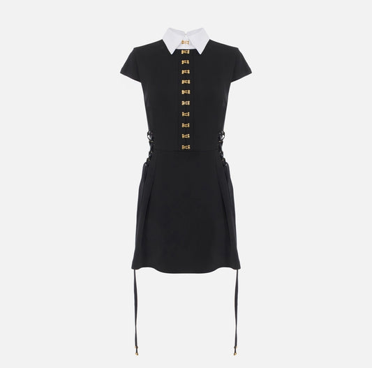 Mini abito in raso e popeline con ganci gioiello AB89957E2 Elisabetta Franchi