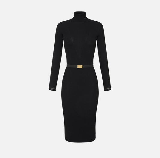 Abito in maglia a costine con cintura AM07B56E2 Elisabetta Franchi