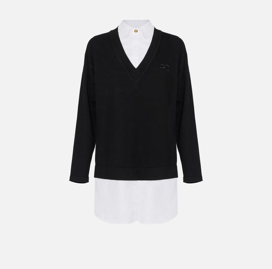 Abito in maglia di viscosa e popeline di cotone AM09T56E2 Elisabetta Franchi