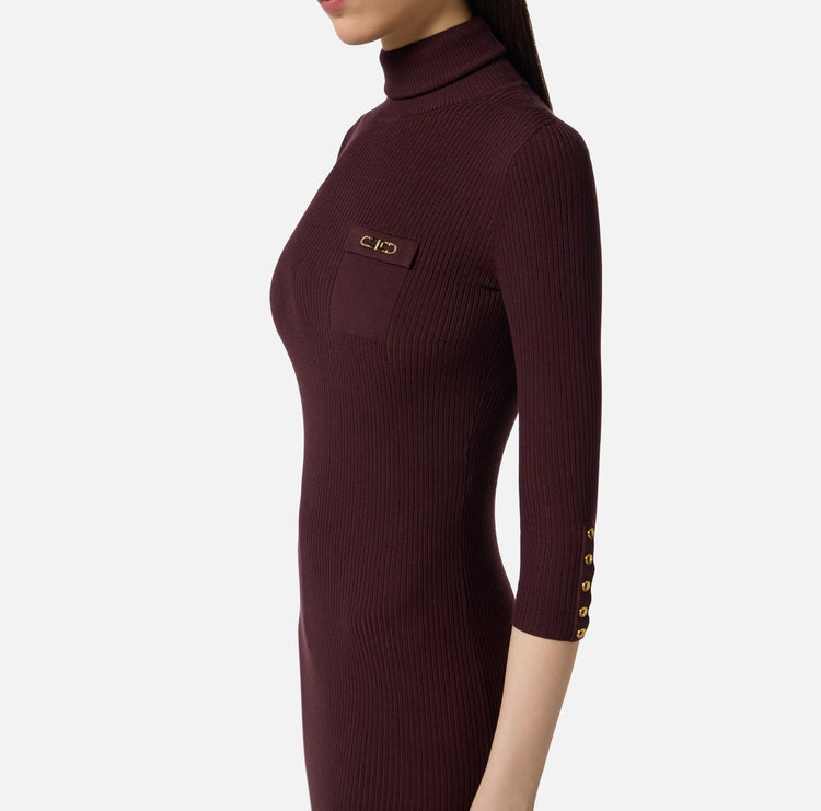 Abito in maglia a costine con taschino AM23B56E2 Elisabetta Franchi