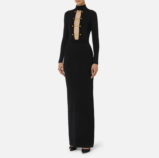 Abito in maglia di viscosa con gemelli gioiello AM29S57E2 Elisabetta Franchi