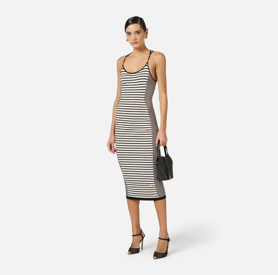 Abito in maglia con mix di righe AM97T61E2 Elisabetta Franchi