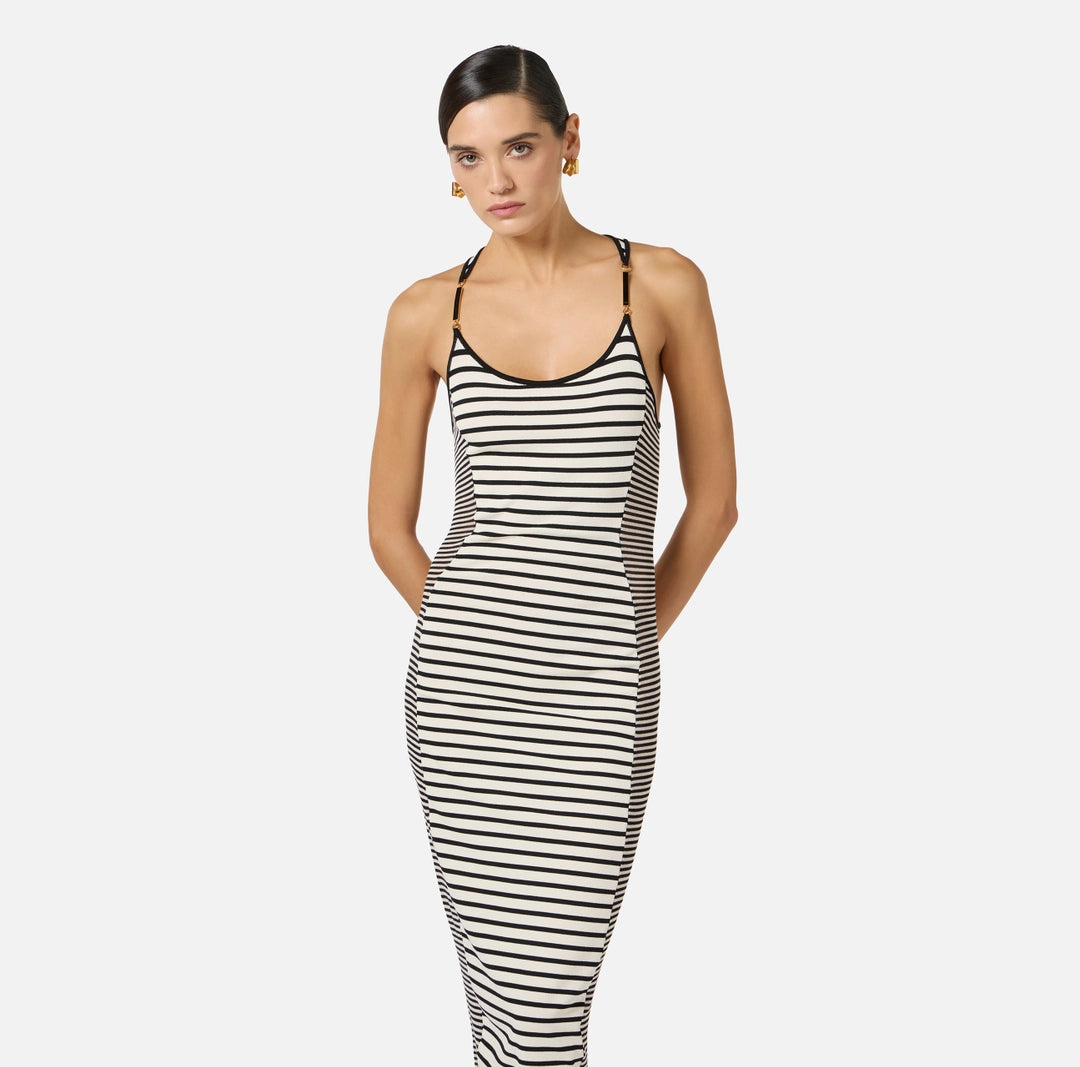 Abito in maglia con mix di righe AM97T61E2 Elisabetta Franchi