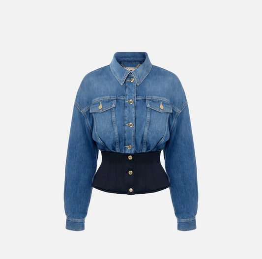 Bomber in denim e neoprene BJ40N56E2 Elisabetta Franchi