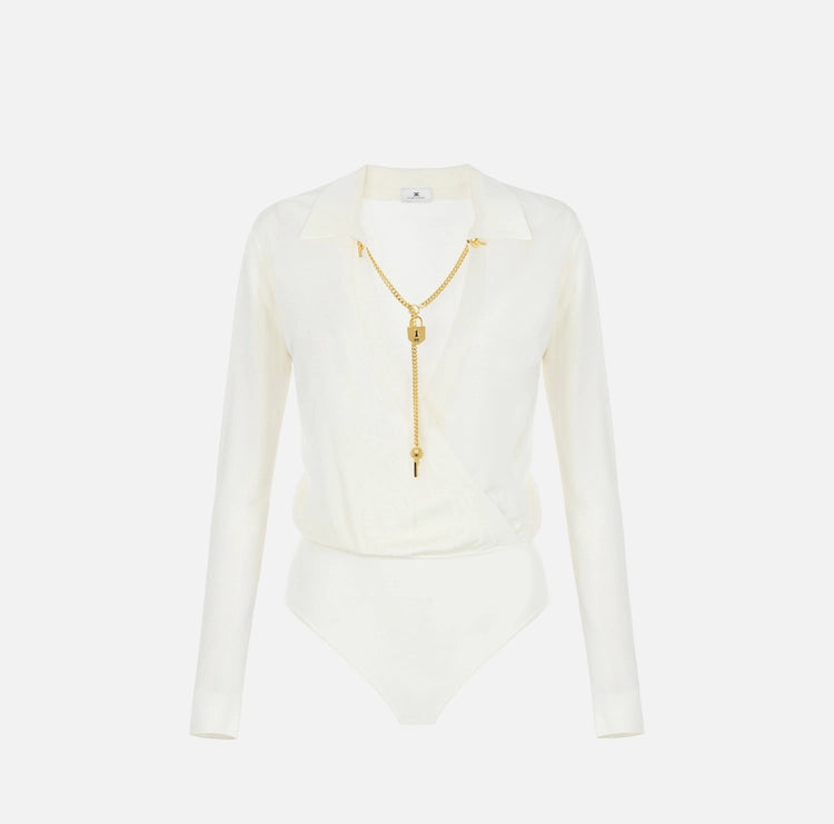 Body in filato di viscosa con catena gioiello BK03S66E2 Elisabetta Franchi
