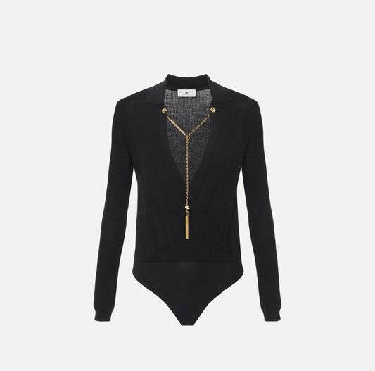 Body in maglia di viscosa e seta con catena BK75B56E2 Elisabetta Franchi