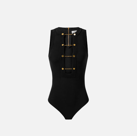 Body in maglia di viscosa con gemelli gioiello BK77S57E2 Elisabetta Franchi