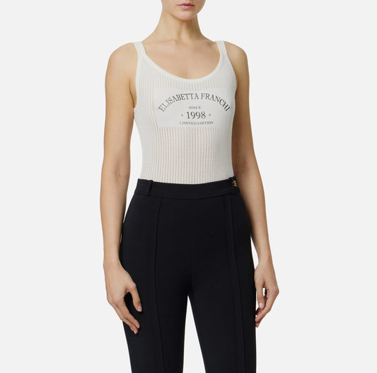 Body in maglia con logo stampato BK81Q61E2 Elisabetta Franchi