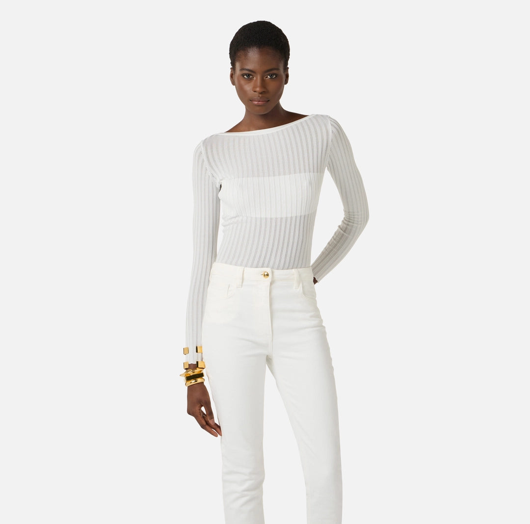 Body in maglia con trasparenze BK84S62E2 Elisabetta Franchi