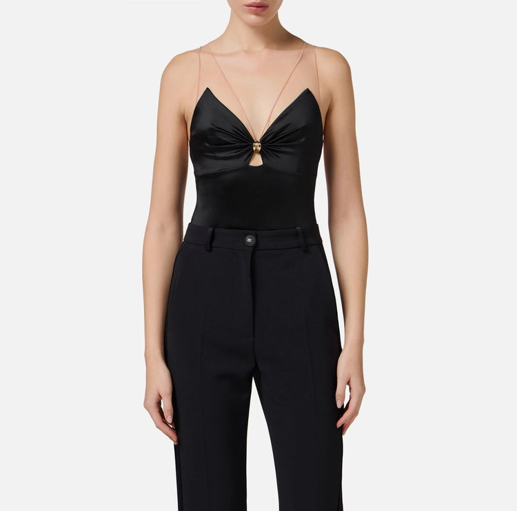 Body in lycra con spalline in tulle BO03051E2 Elisabetta Franchi
