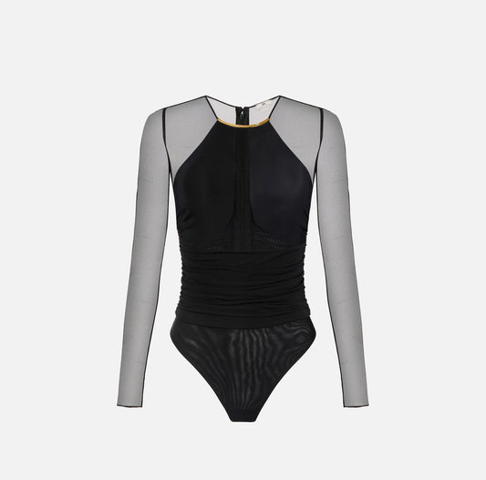 Body in jersey crêpe leggero con dettaglio gioiello BO03062E2 Elisabetta Franchi