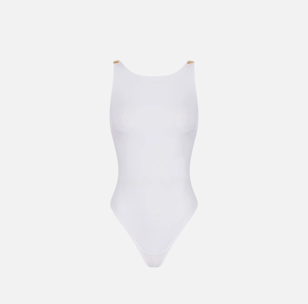 Body in jersey crêpe con loghi gioiello avorio BO05067E2 Elisabetta Franchi