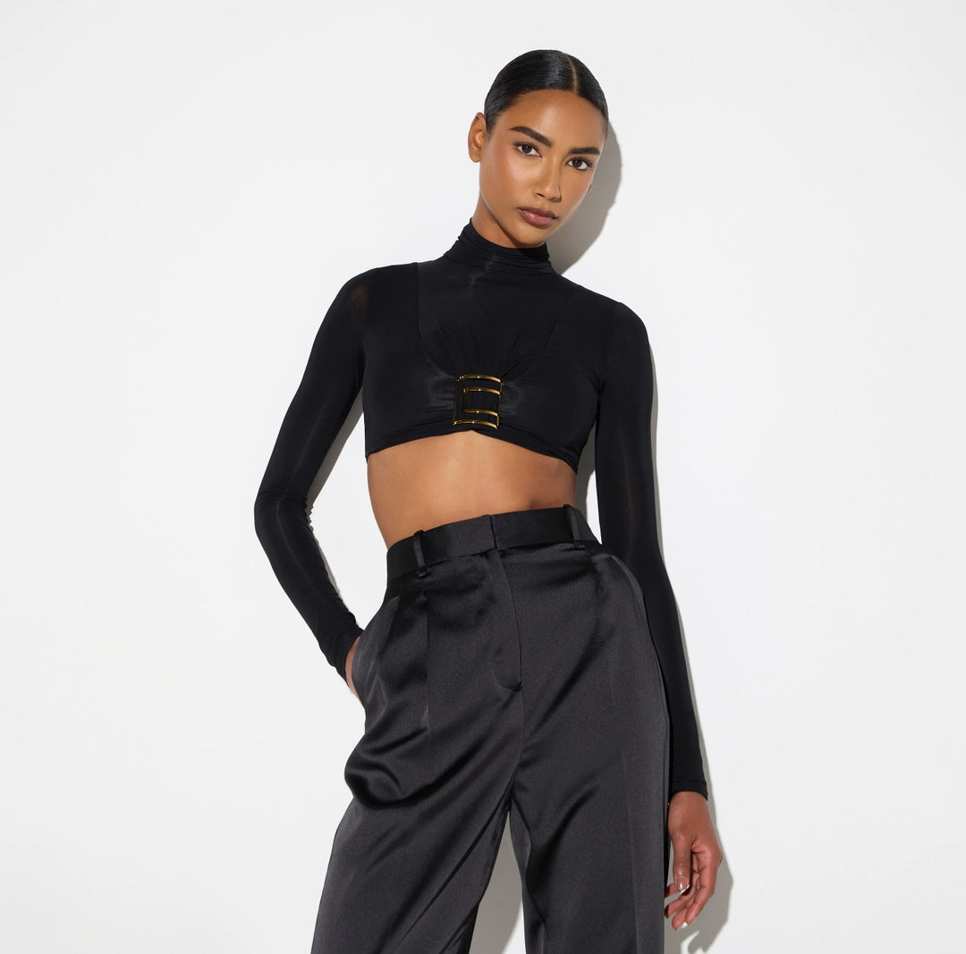Body in jersey con logo gioiello BO05567E2 Elisabetta Franchi