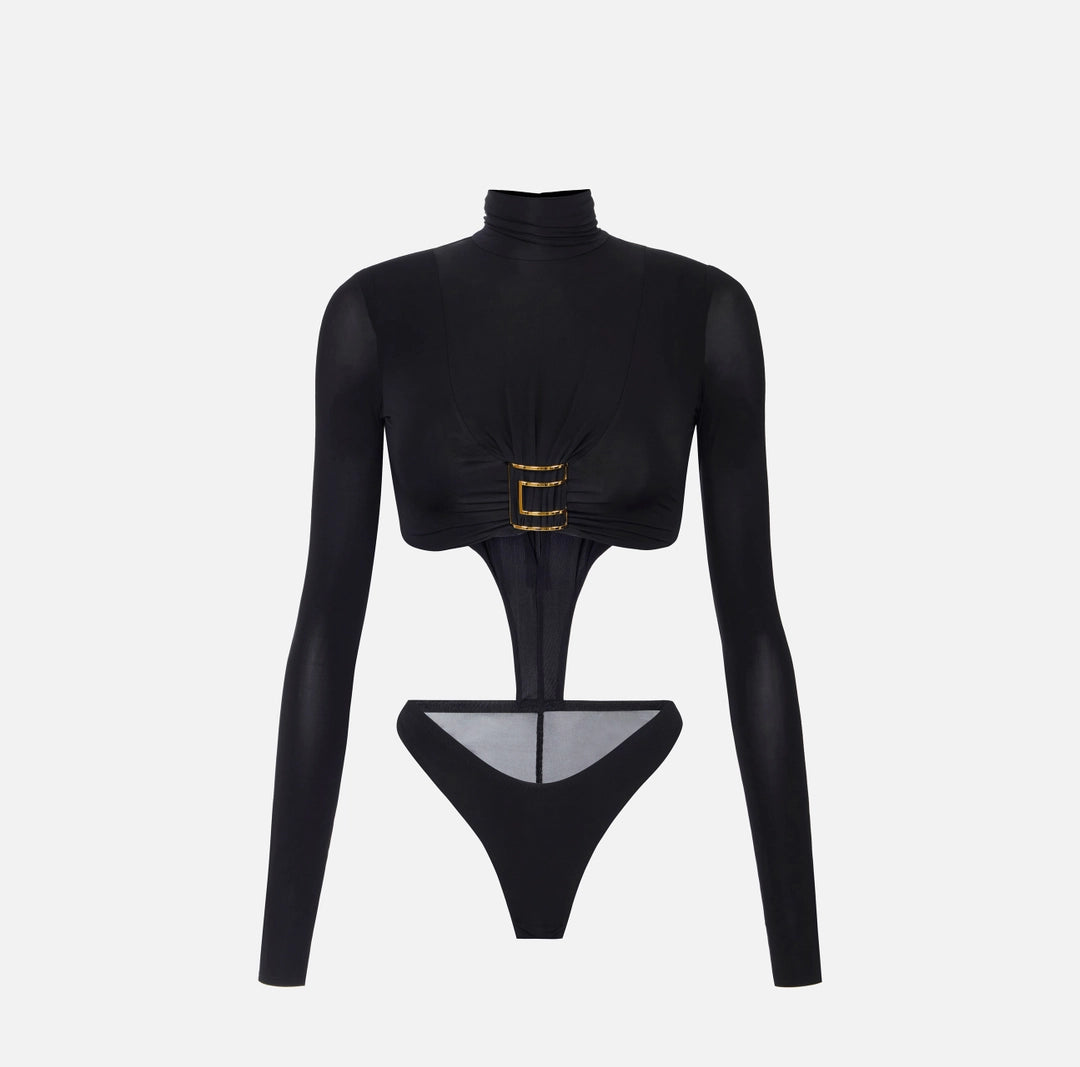 Body in jersey con logo gioiello BO05567E2 Elisabetta Franchi
