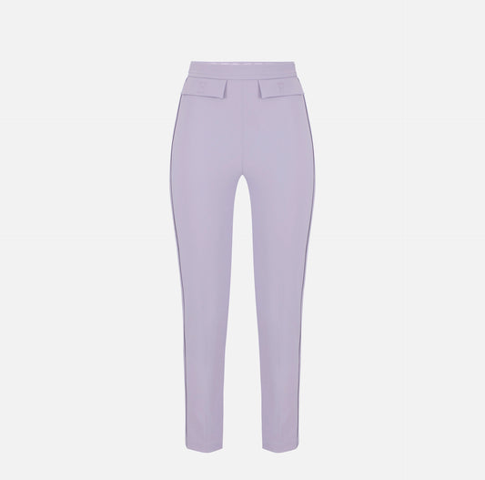 Pantaloni in doppio crêpe stretch con logo ricamato PA17061E2 Elisabetta Franchi