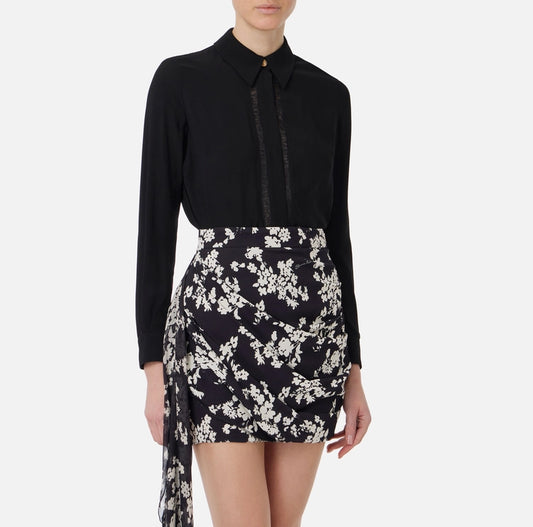 Camicia in georgette con bande lettering CA05451E2 Elisabetta Franchi