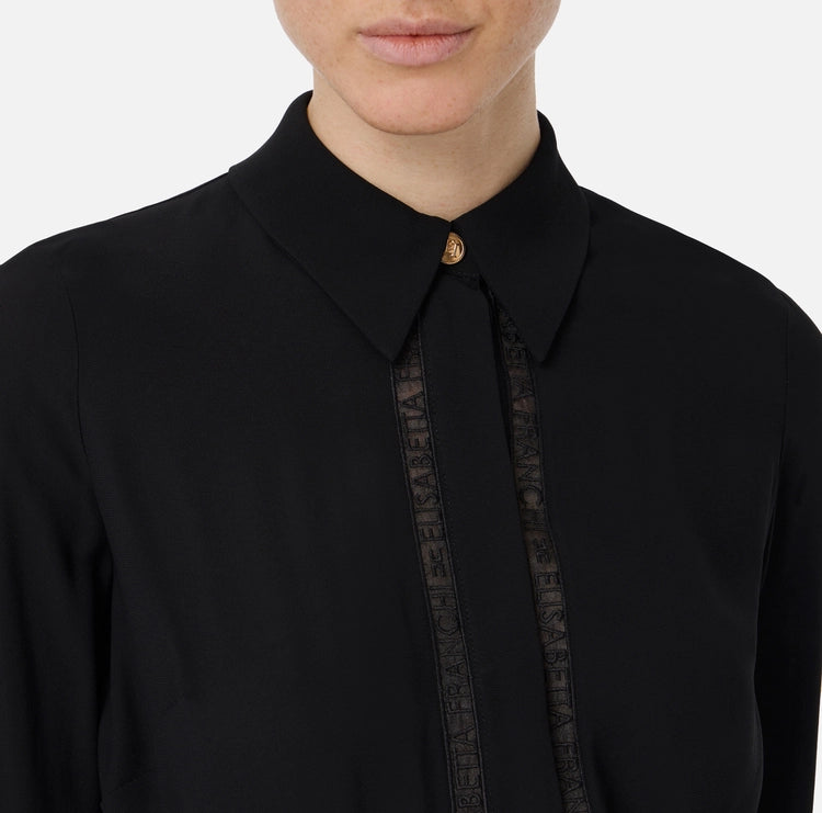 Camicia in georgette con bande lettering CA05451E2 Elisabetta Franchi