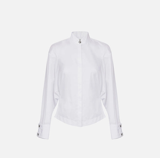 Camicia in popeline di cotone con colletto smoking CA09856E2 Elisabetta Franchi