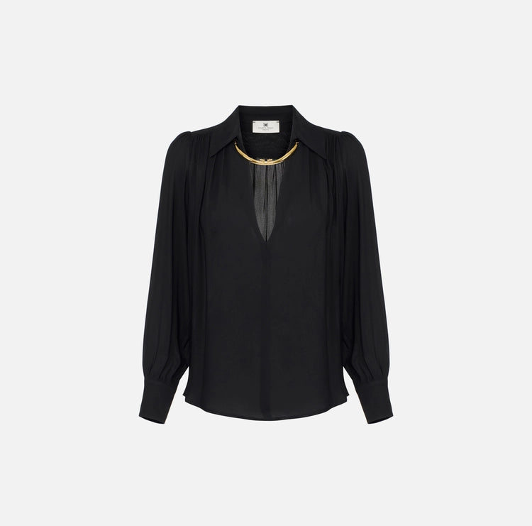 Camicia in georgette con dettaglio gioiello CA12356E2 Elisabetta Franchi